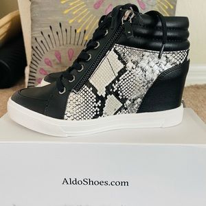 Aldo Black/Silver Multi Hidden High Heel Sneaker